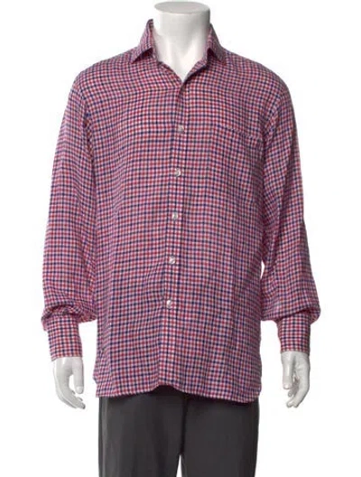 Pre-owned Turnbull & Asser Linen Plaid Print Dress Shirt In Multi
