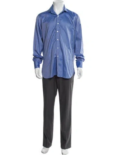 Pre-owned Turnbull & Asser Long Sleeve Dress Shirt In Blue