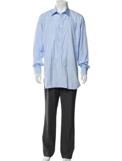 Pre-owned Turnbull & Asser Long Sleeve Dress Shirt In Blue