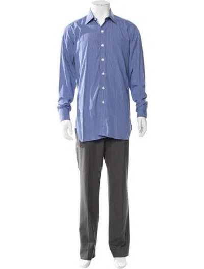 Pre-owned Turnbull & Asser Long Sleeve Dress Shirt In Blue