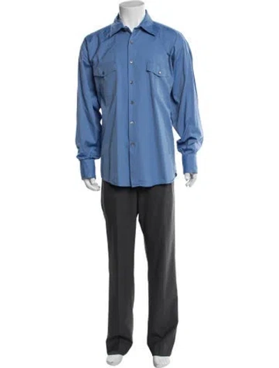 Pre-owned Turnbull & Asser Long Sleeve Dress Shirt In Blue