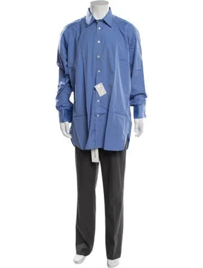Pre-owned Turnbull & Asser Long Sleeve Dress Shirt In Blue