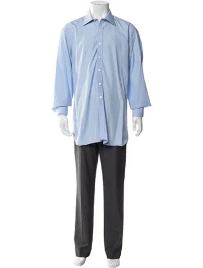 Pre-owned Turnbull & Asser Long Sleeve Dress Shirt In Blue
