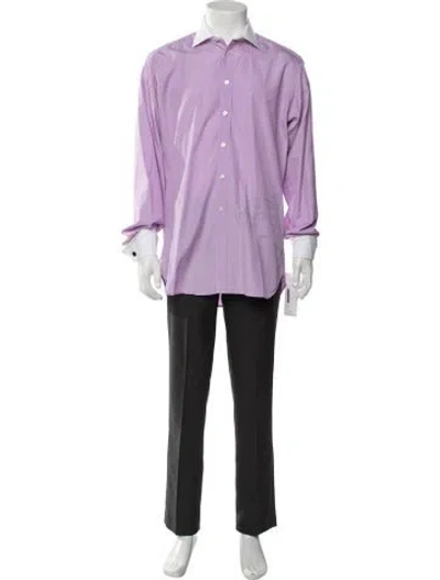 Pre-owned Turnbull & Asser Long Sleeve Dress Shirt In Purple