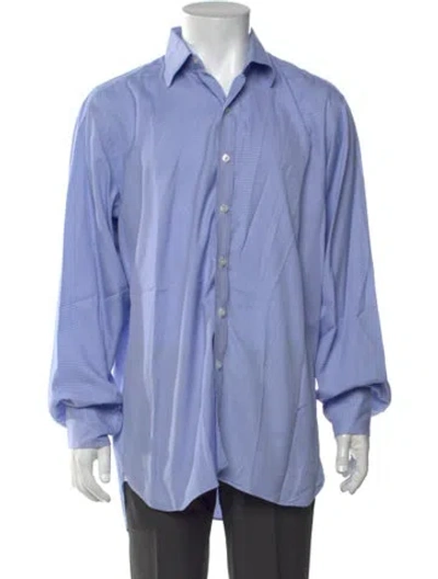 Pre-owned Turnbull & Asser Patterned Long Sleeve Dress Shirt In Blue