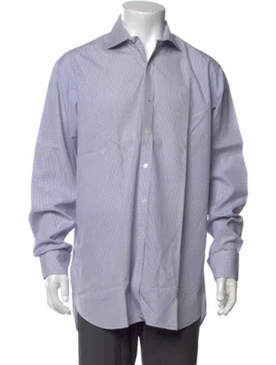 Pre-owned Turnbull & Asser Patterned Long Sleeve Dress Shirt In Grey