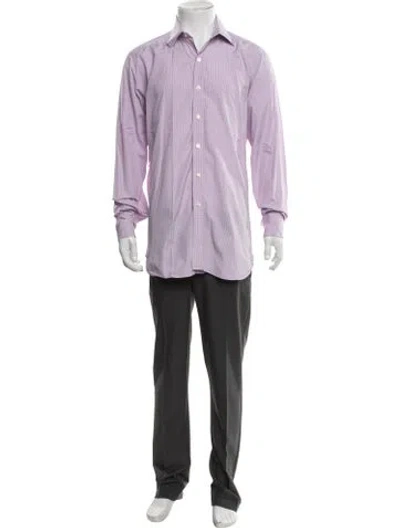 Pre-owned Turnbull & Asser Patterned Long Sleeve Dress Shirt In Purple
