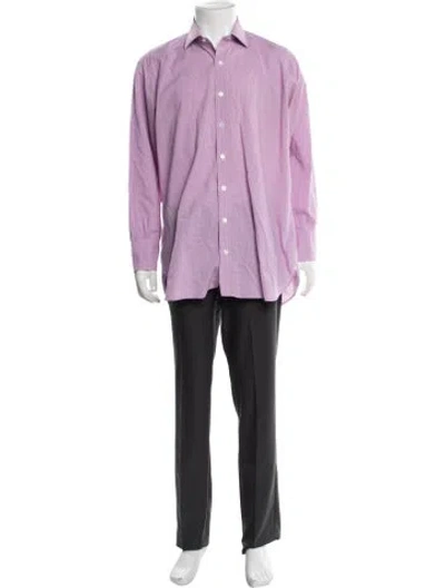 Pre-owned Turnbull & Asser Patterned Long Sleeve Dress Shirt In Purple