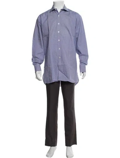 Pre-owned Turnbull & Asser Patterned Long Sleeve Dress Shirt In Purple