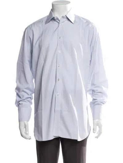 Pre-owned Turnbull & Asser Plaid Print Long Sleeve Dress Shirt In Blue