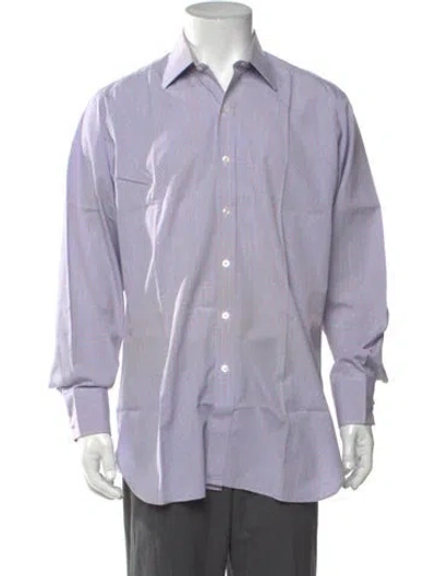 Pre-owned Turnbull & Asser Plaid Print Long Sleeve Dress Shirt In Blue