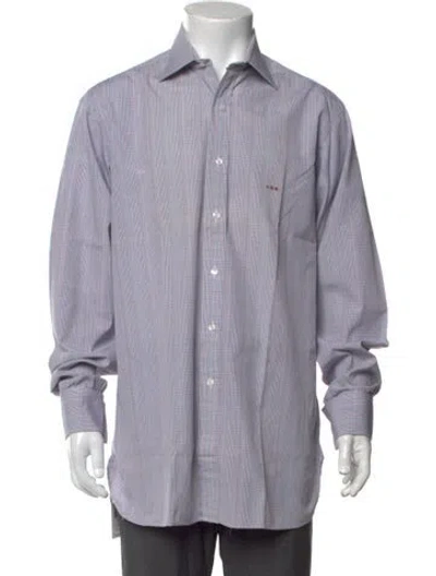 Pre-owned Turnbull & Asser Plaid Print Long Sleeve Dress Shirt In Grey