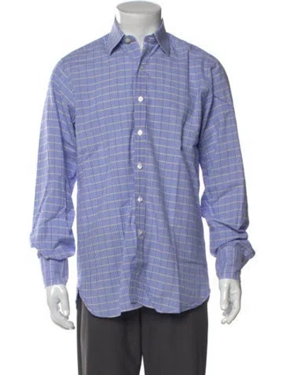 Pre-owned Turnbull & Asser Plaid Print Long Sleeve Dress Shirt In Multi