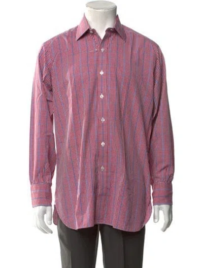 Pre-owned Turnbull & Asser Plaid Print Long Sleeve Dress Shirt In Multi