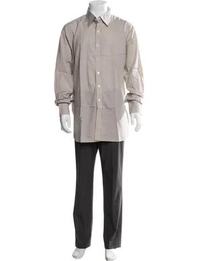 Pre-owned Turnbull & Asser Plaid Print Long Sleeve Dress Shirt In Neutrals