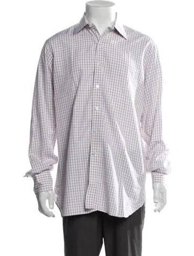 Pre-owned Turnbull & Asser Plaid Print Long Sleeve Dress Shirt In Pink