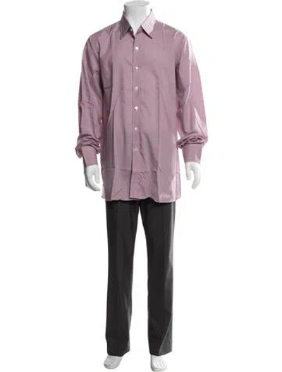 Pre-owned Turnbull & Asser Plaid Print Long Sleeve Dress Shirt In Pink