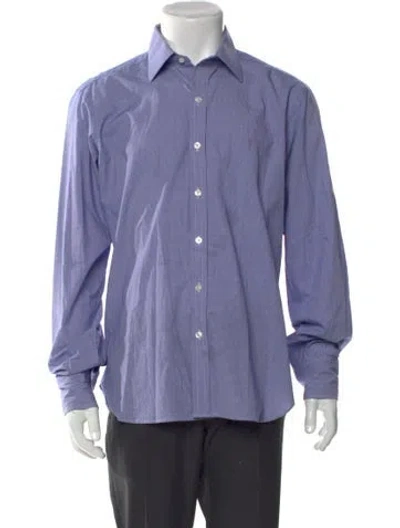 Pre-owned Turnbull & Asser Plaid Print Long Sleeve Dress Shirt In Purple