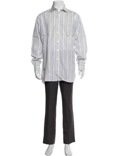 Pre-owned Turnbull & Asser Plaid Print Long Sleeve Dress Shirt In Purple