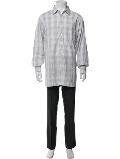 Pre-owned Turnbull & Asser Plaid Print Long Sleeve Dress Shirt In Purple