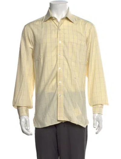 Pre-owned Turnbull & Asser Plaid Print Long Sleeve Dress Shirt In Yellow