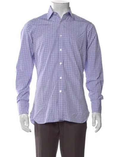 Pre-owned Turnbull & Asser Plaid Print Long Sleeve Shirt In Blue