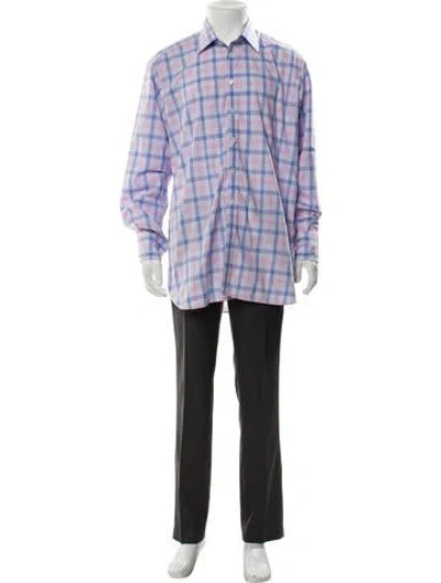 Pre-owned Turnbull & Asser Plaid Print Long Sleeve Shirt In Pink