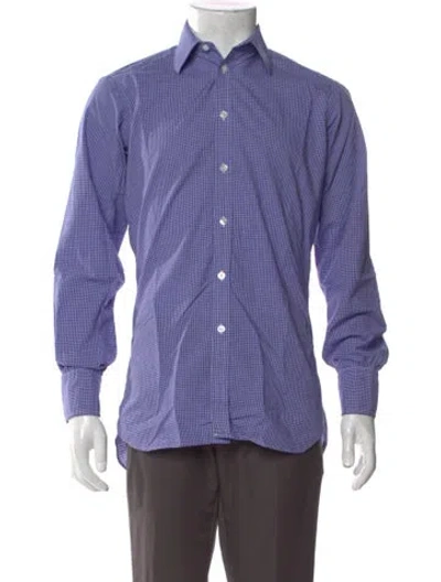 Pre-owned Turnbull & Asser Plaid Print Long Sleeve Shirt In Purple