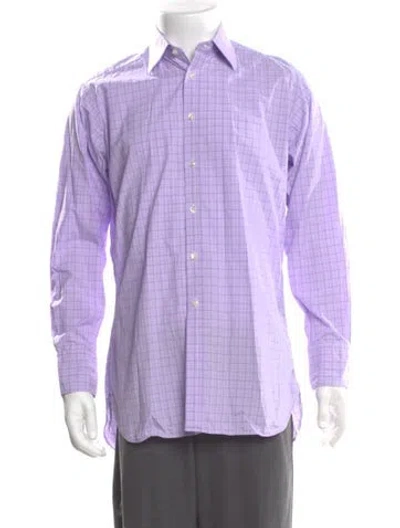 Pre-owned Turnbull & Asser Plaid Print Long Sleeve Shirt In Purple