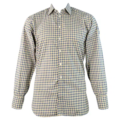Pre-owned Turnbull & Asser Size L Blue Yellow Checkered Cotton Long Sleeve Shirt
