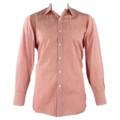 Pre-owned Turnbull & Asser Size L White Brick Gingham Cotton Long Sleeve Shirt