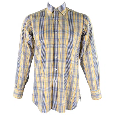 Pre-owned Turnbull & Asser Size L White Multi-color Plaid Long Sleeve Shirt