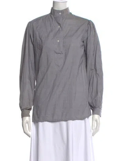 Pre-owned Turnbull & Asser Striped Long Sleeve Blouse In Grey