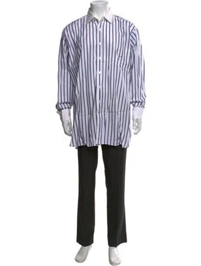 Pre-owned Turnbull & Asser Striped Long Sleeve Dress Shirt In Black