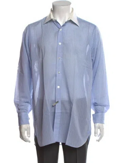 Pre-owned Turnbull & Asser Striped Long Sleeve Dress Shirt In Blue