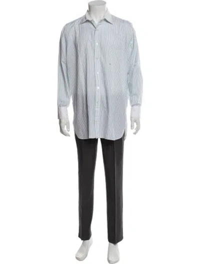 Pre-owned Turnbull & Asser Striped Long Sleeve Dress Shirt In Blue