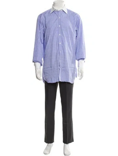 Pre-owned Turnbull & Asser Striped Long Sleeve Dress Shirt In Blue