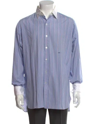 Pre-owned Turnbull & Asser Striped Long Sleeve Dress Shirt In Blue