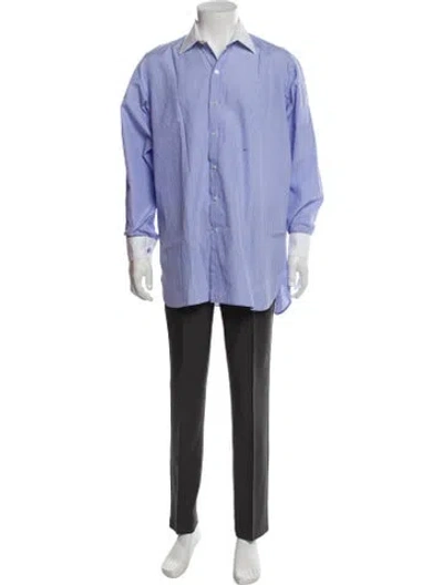Pre-owned Turnbull & Asser Striped Long Sleeve Dress Shirt In Blue