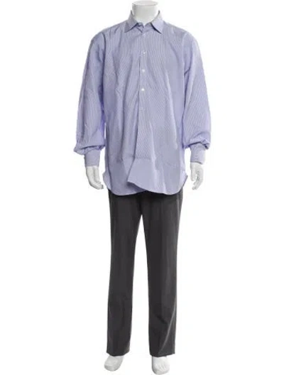Pre-owned Turnbull & Asser Striped Long Sleeve Dress Shirt In Blue