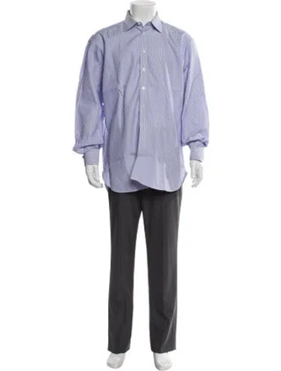 Pre-owned Turnbull & Asser Striped Long Sleeve Dress Shirt In Blue