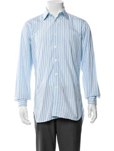 Pre-owned Turnbull & Asser Striped Long Sleeve Dress Shirt In Blue