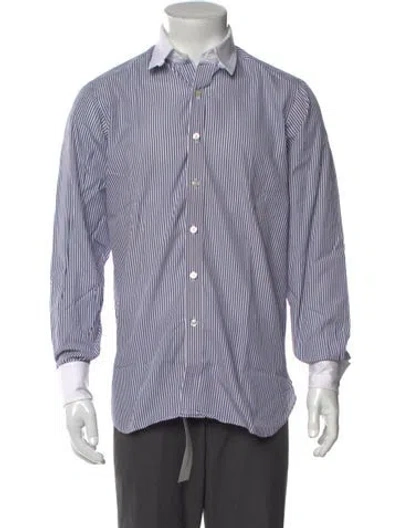 Pre-owned Turnbull & Asser Striped Long Sleeve Dress Shirt In Blue