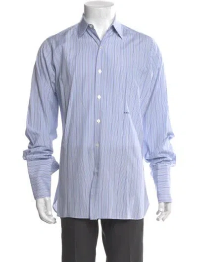 Pre-owned Turnbull & Asser Striped Long Sleeve Dress Shirt In Blue