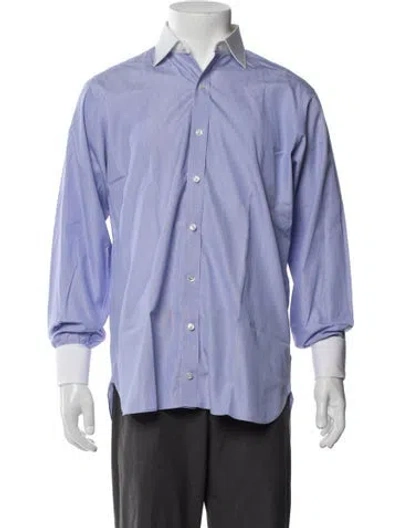 Pre-owned Turnbull & Asser Striped Long Sleeve Dress Shirt In Blue