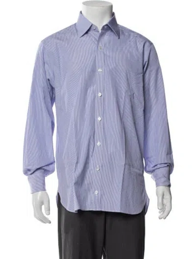 Pre-owned Turnbull & Asser Striped Long Sleeve Dress Shirt In Blue