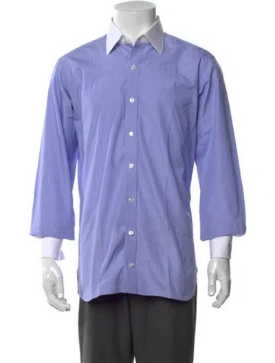 Pre-owned Turnbull & Asser Striped Long Sleeve Dress Shirt In Blue