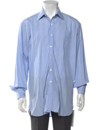 Pre-owned Turnbull & Asser Striped Long Sleeve Dress Shirt In Blue