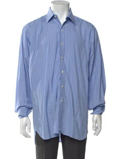 Pre-owned Turnbull & Asser Striped Long Sleeve Dress Shirt In Blue