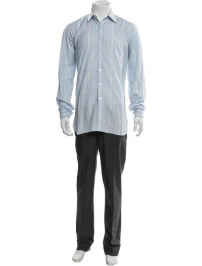 Pre-owned Turnbull & Asser Striped Long Sleeve Dress Shirt In Blue
